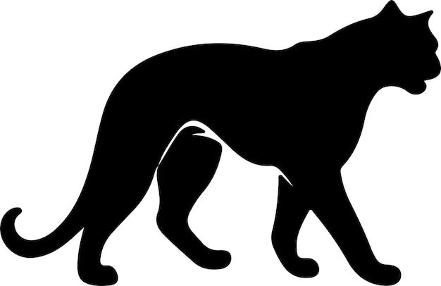 Vector silueta de puma negra con fondo transparente