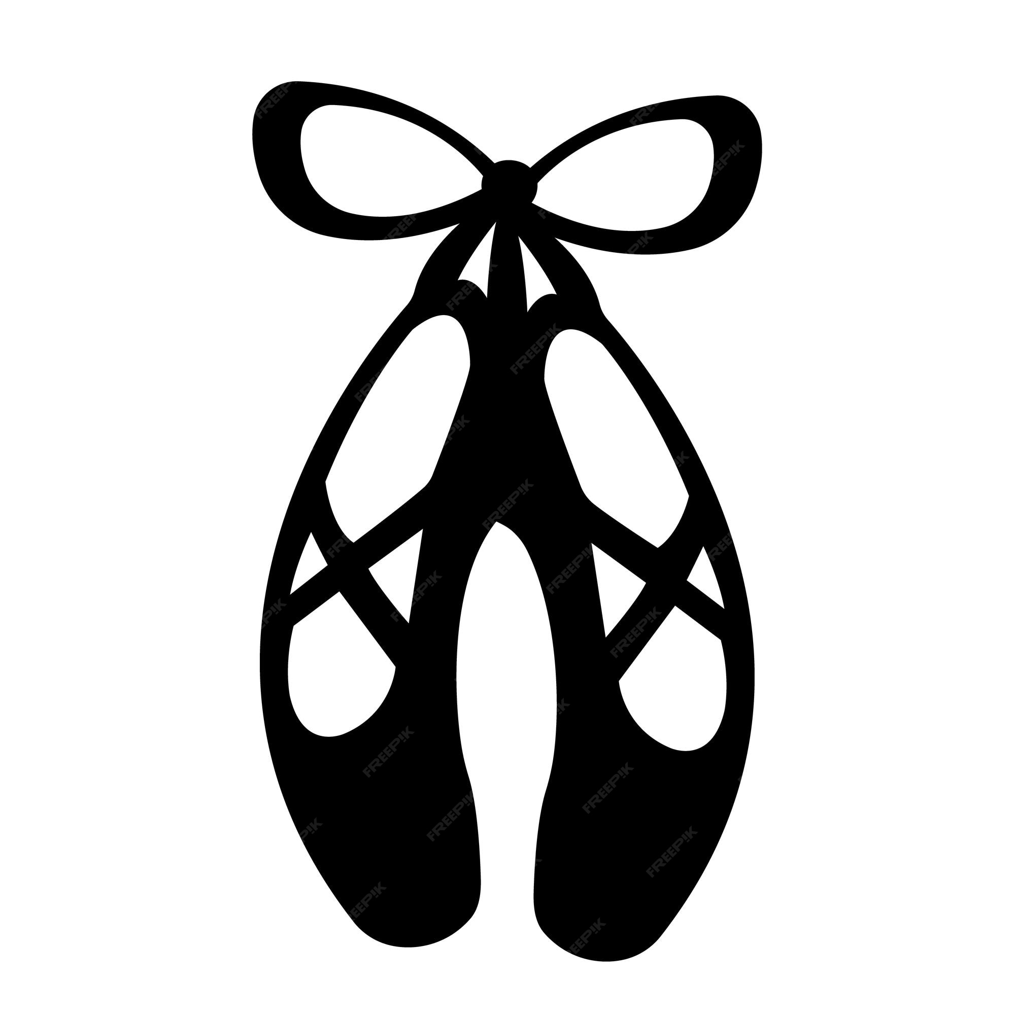 Silueta de punta de ballet negro. ilustración vectorial de zapatos de bailarina tradicionales. icono para aplicaciones, web. | Vector