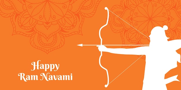 Vector silueta ram navami festival banner horizontal ilustración