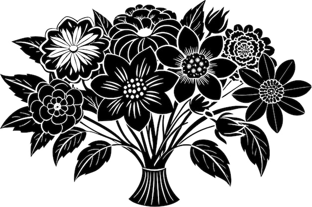 Silueta de un ramo de flores