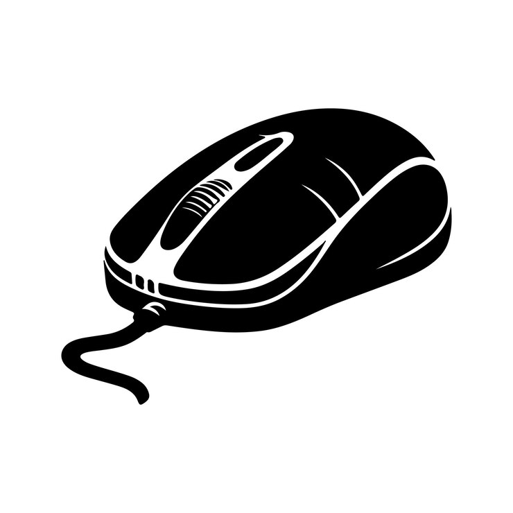 Vector silueta de ratón de computadora negra vector sobre fondo blanco