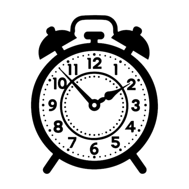 Silueta de reloj de despertador aislado en un fondo blanco