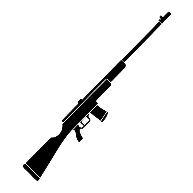 Silueta de rifle aislada en el vector de fondo blanco 3