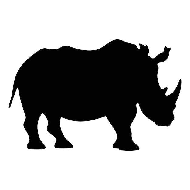 Silueta de un rinoceronte icono de rinoceronto africano diseño artístico de rinocerontes ilustración vectorial fondo blanco
