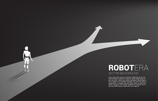 Silueta de robot de pie en el cruce.