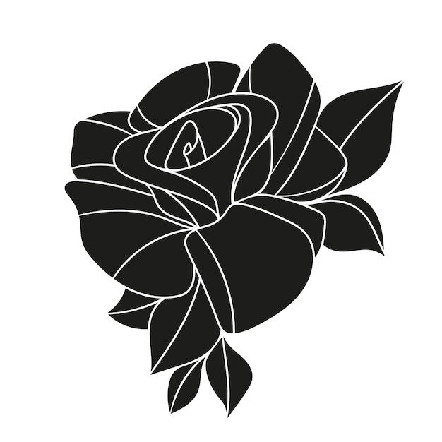 Silueta de rosa de diseño plano