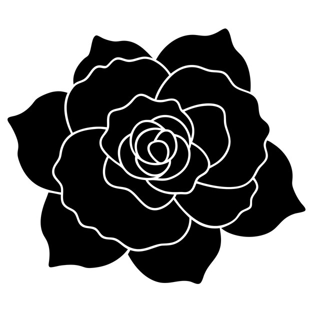 Silueta de rosa negra para diseños florales