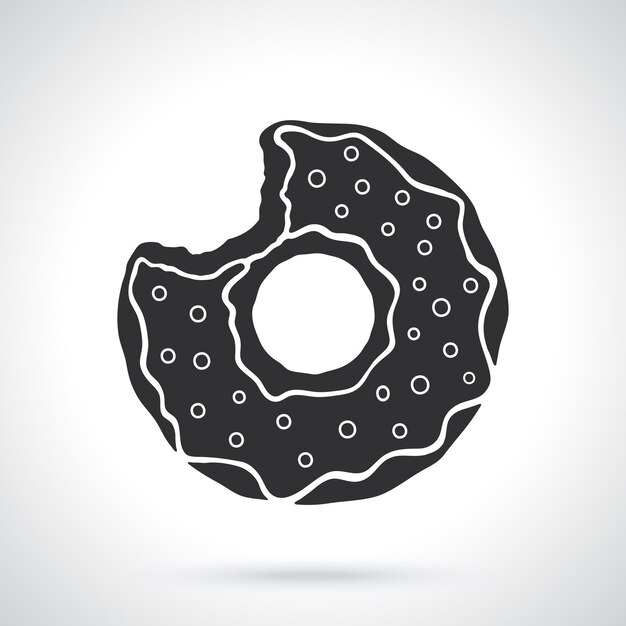 Silueta de rosquilla mordida con esmalte y polvo Ilustración vectorial