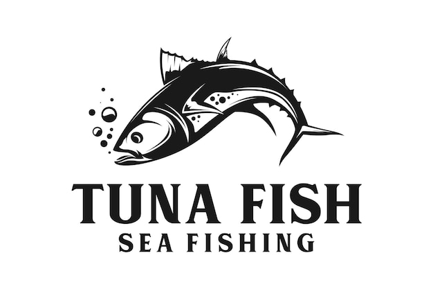 Silueta Saltando Lobina Salmón Carpa Pescado Agua dulce Río Lago Pesca Logotipo