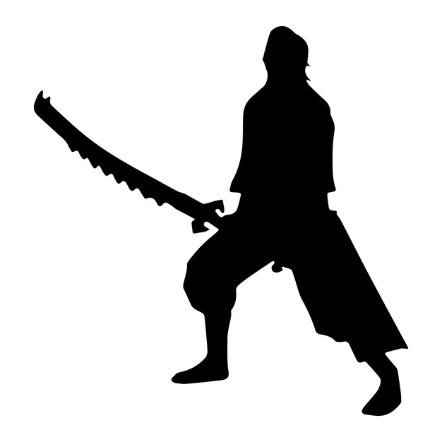 Vector silueta de samurai aislada en negro sobre fondo blanco ilustración vectorial