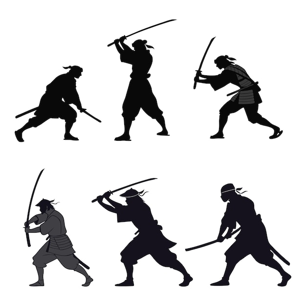 Silueta de samurai dibujada a mano