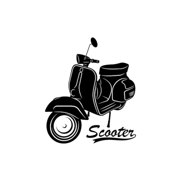 silueta scooter italiano de Italia diseño de ilustración de icono vectorial aislado en fondo blanco