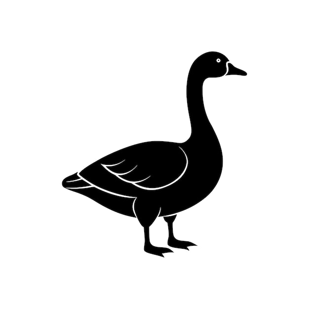 Una silueta sencilla de un ganso perfecta para logotipos, iconos o materiales educativos