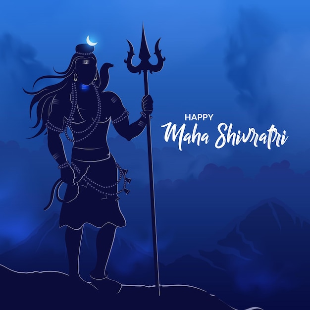 Vector silueta del señor shiva para maha shivratri