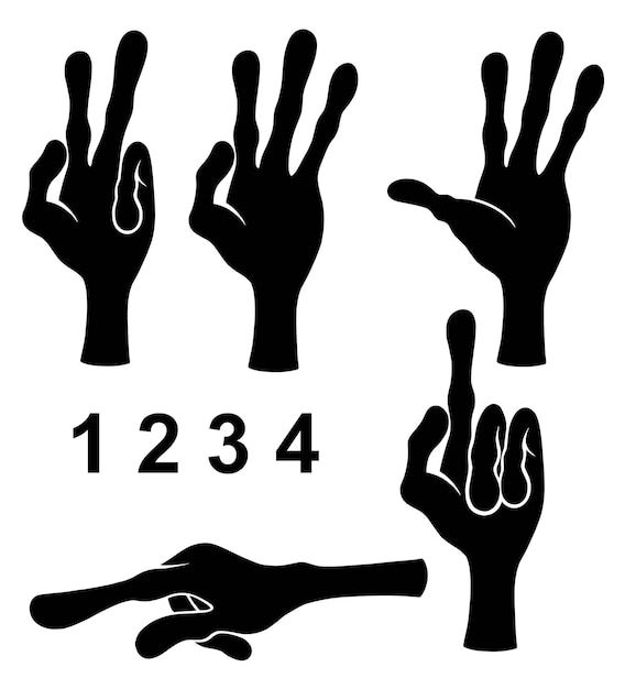 Silueta de signo y símbolo de gesto de manos alienígenas