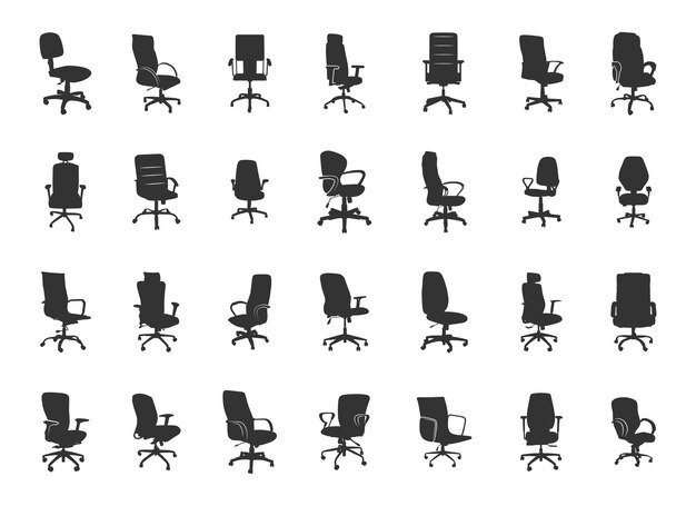 Silueta de sillas de oficina Sillas de oficina vector Silueta de silla de oficina moderna