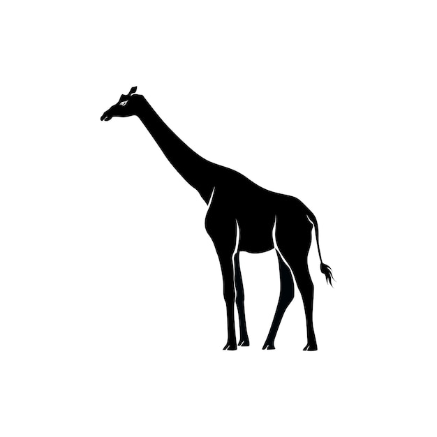 silueta simple de una jirafa, un mamífero de cuello largo y un herbívoro.