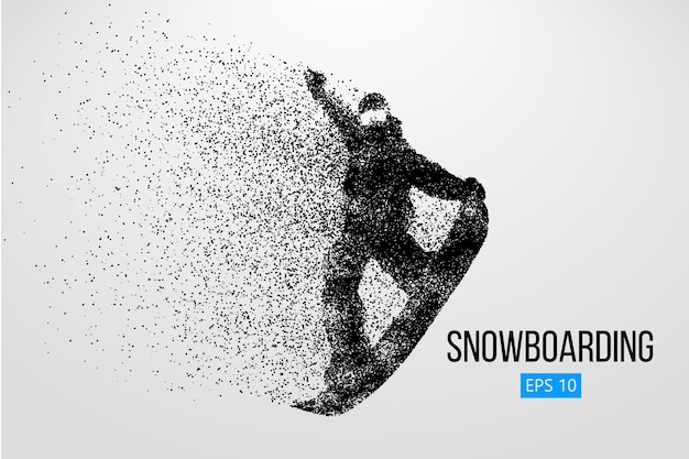 Silueta, de, un, snowboarder