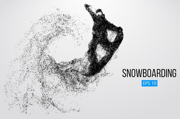 Silueta, de, un, snowboarder