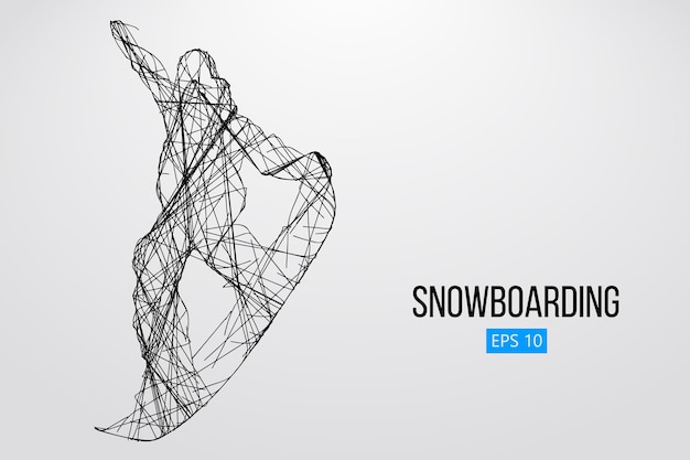 Silueta, de, un, snowboarder