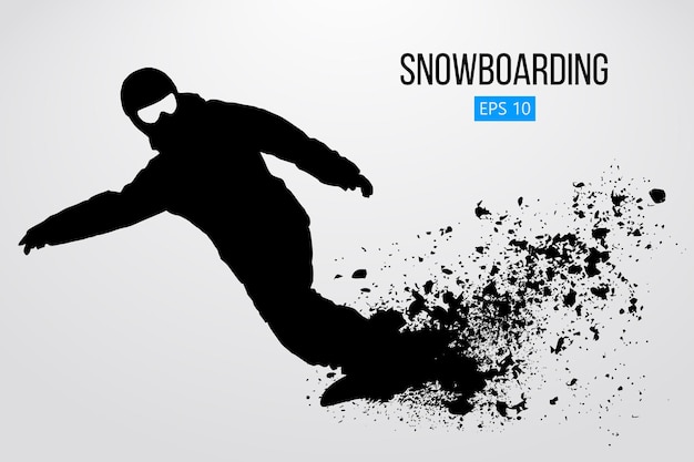 Vector silueta, de, un, snowboarder