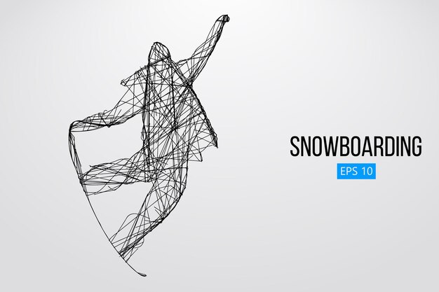 Silueta, de, un, snowboarder