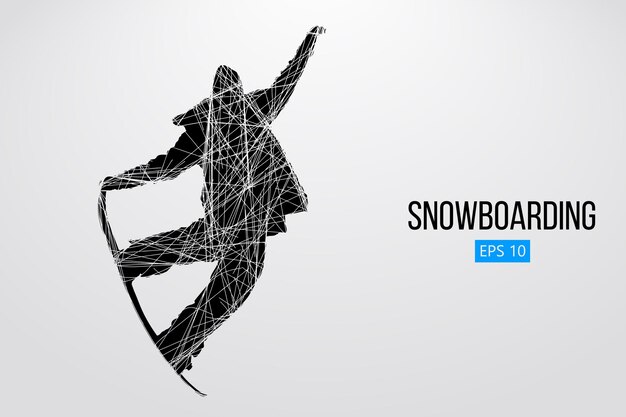 Silueta, de, un, snowboarder