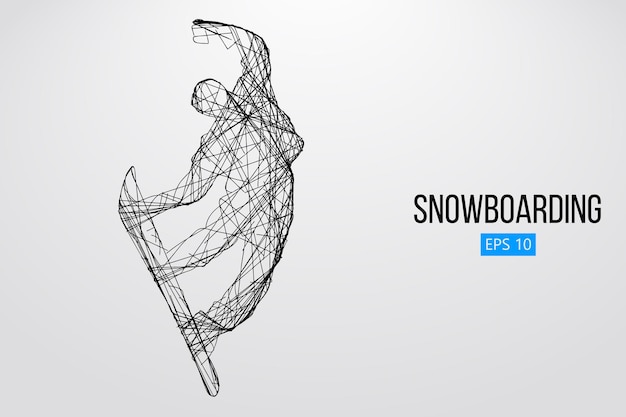 Silueta, de, un, snowboarder