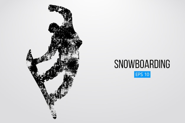 Silueta, de, un, snowboarder