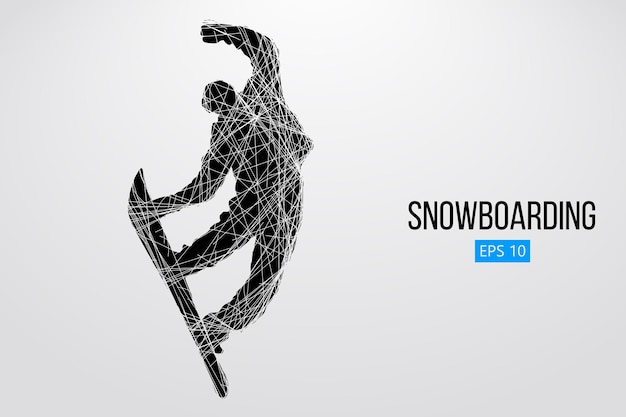 Silueta, de, un, snowboarder