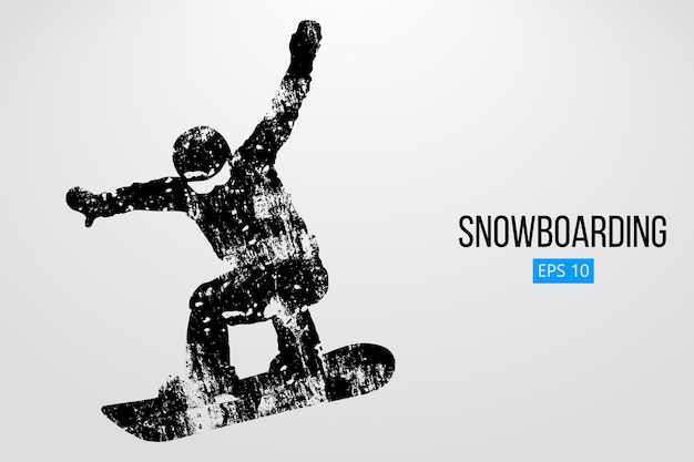 Silueta, de, un, snowboarder