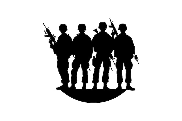 Silueta de los soldados del ejército Vector bundle Silueta del veterano Vector del soldado