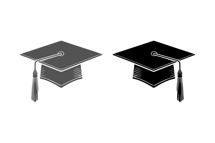Silueta del sombrero de graduación Vector Arte de la ilustración