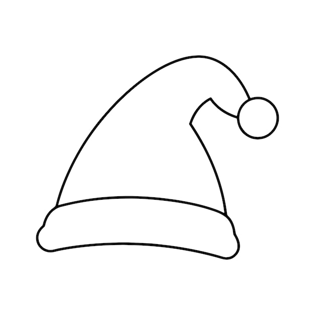 silueta de sombrero de Navidad diseños de ilustración vectorial contorno de la línea de arte de la gorra de Navidad