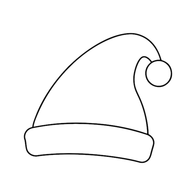 silueta de sombrero de Navidad diseños de ilustración vectorial contorno de la línea de arte de la gorra de Navidad