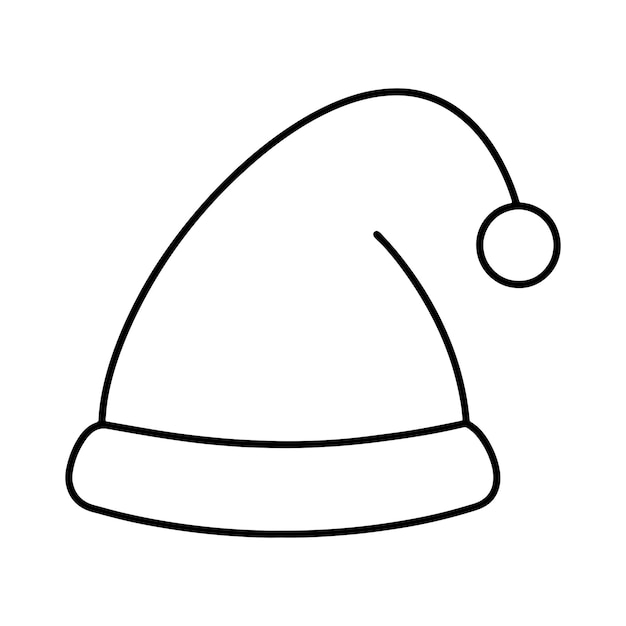 silueta de sombrero de Navidad diseños de ilustración vectorial contorno de la línea de arte de la gorra de Navidad