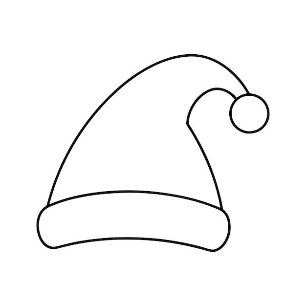silueta de sombrero de Navidad diseños de ilustración vectorial contorno de la línea de arte de la gorra de Navidad