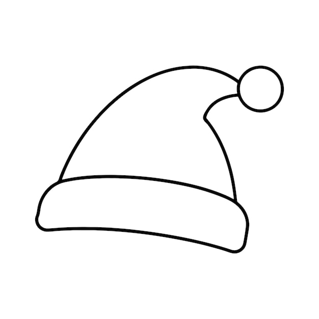 silueta de sombrero de Navidad diseños de ilustración vectorial contorno de la línea de arte de la gorra de Navidad