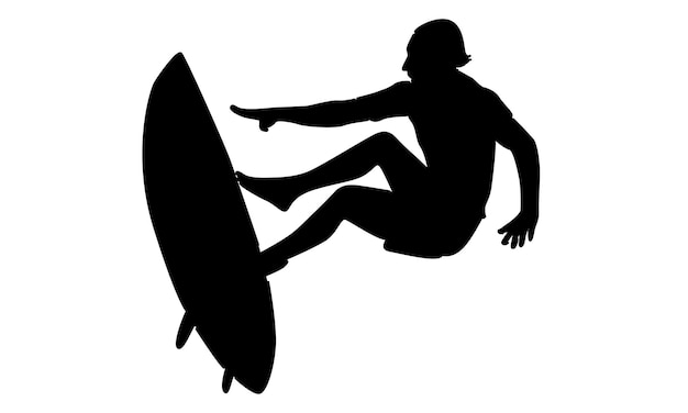 silueta de un surfista profesional en acción montando las olas