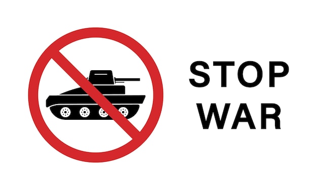 Silueta de tanque militar Símbolo de parada roja Precaución Icono de arma de transporte Signo de ejército prohibido