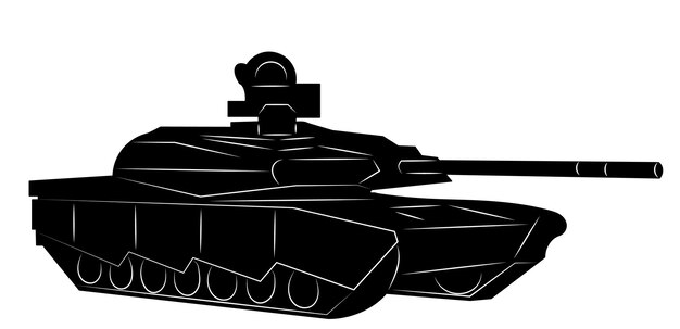 silueta del tanque en el vector de fondo blanco
