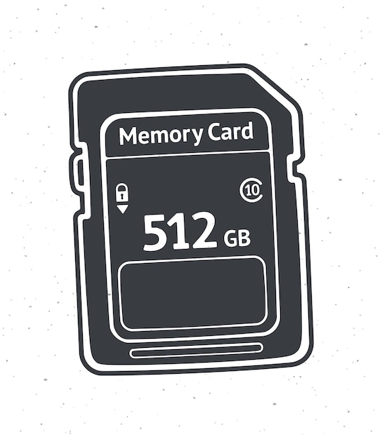 Silueta de tarjeta de memoria compacta Ilustración vectorial Unidad flash