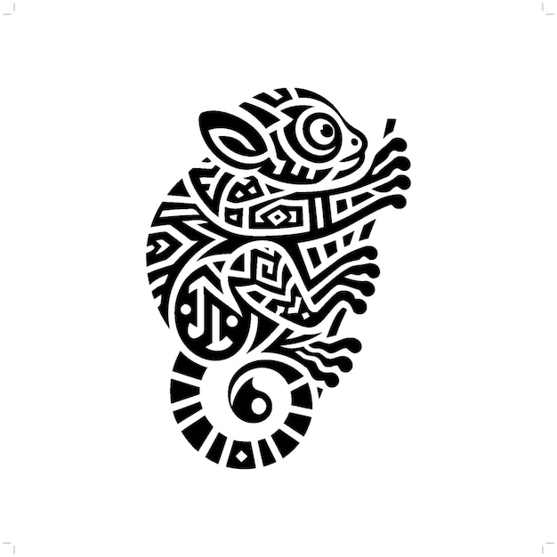 Silueta de Tarsier en una ilustración tribal de la polinesia étnica animal