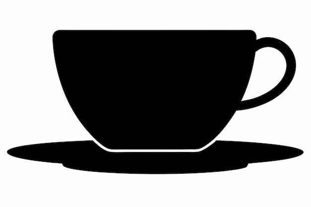 Silueta de taza de café negra sobre un fondo blanco