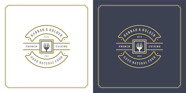 Silueta de tenedor de ilustración de logotipo de restaurante, buena para menú de restaurante y insignia de cafetería.