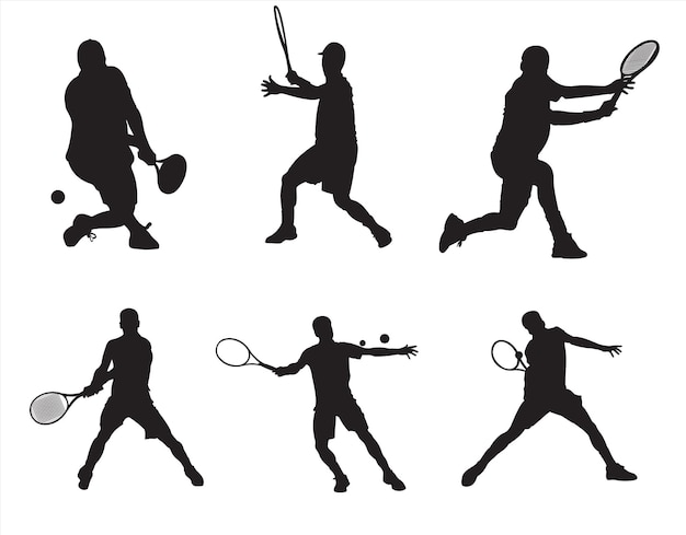 Vector silueta de tenis masculino jugando