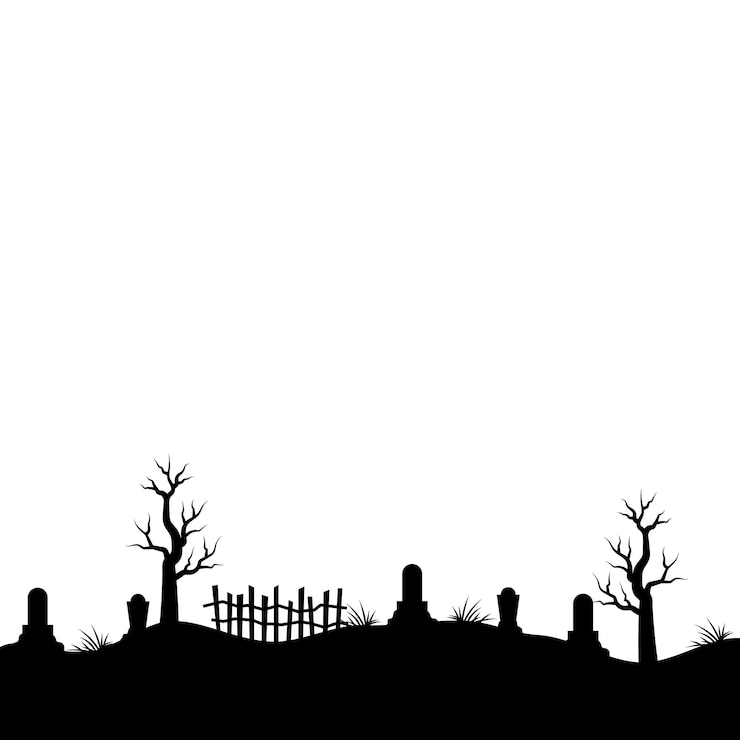 Vector la silueta de la tierra del cementerio de halloween