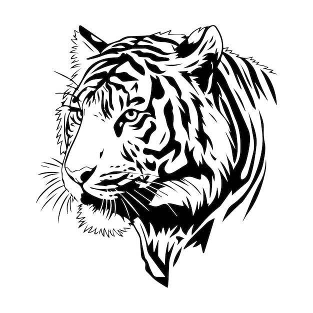 Silueta de tigre con fondo blanco