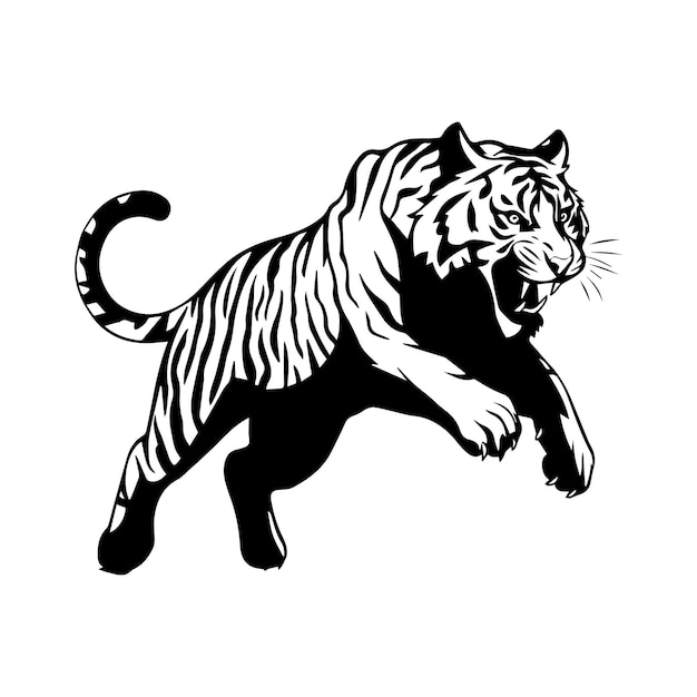 Silueta de tigre con fondo blanco
