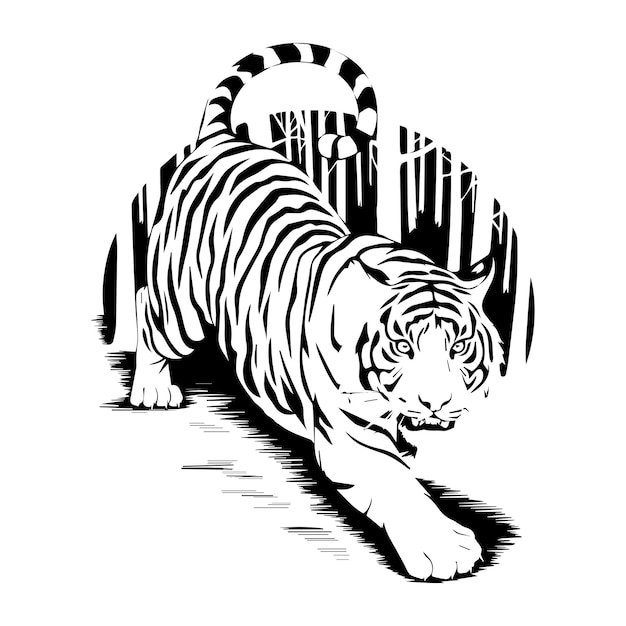 Silueta de tigre con fondo blanco